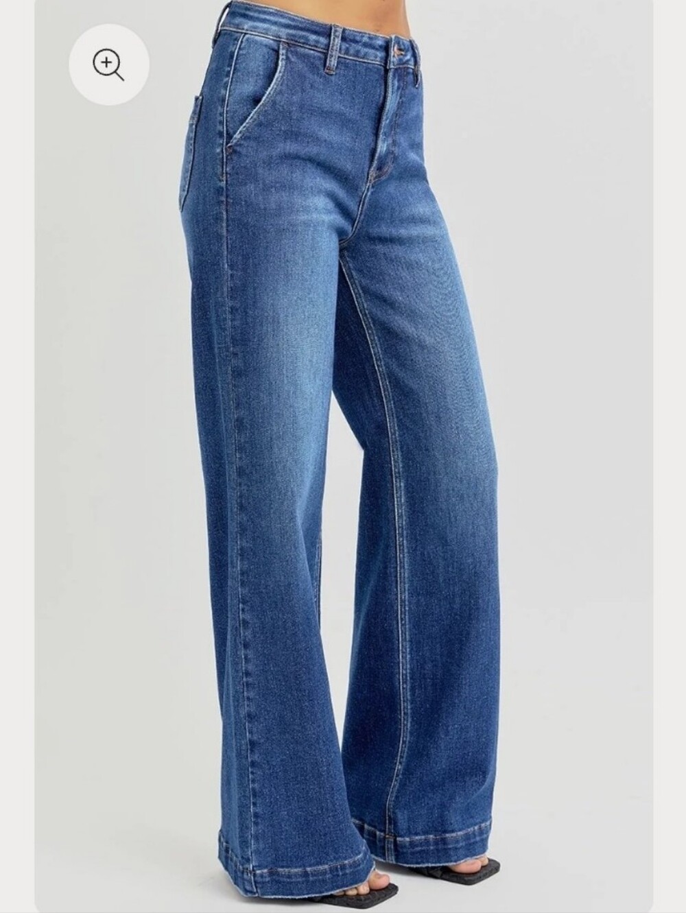 Risen High Rise Wide Leg Jeans 7/28 33" Inseam Slant Pocket RDP5660